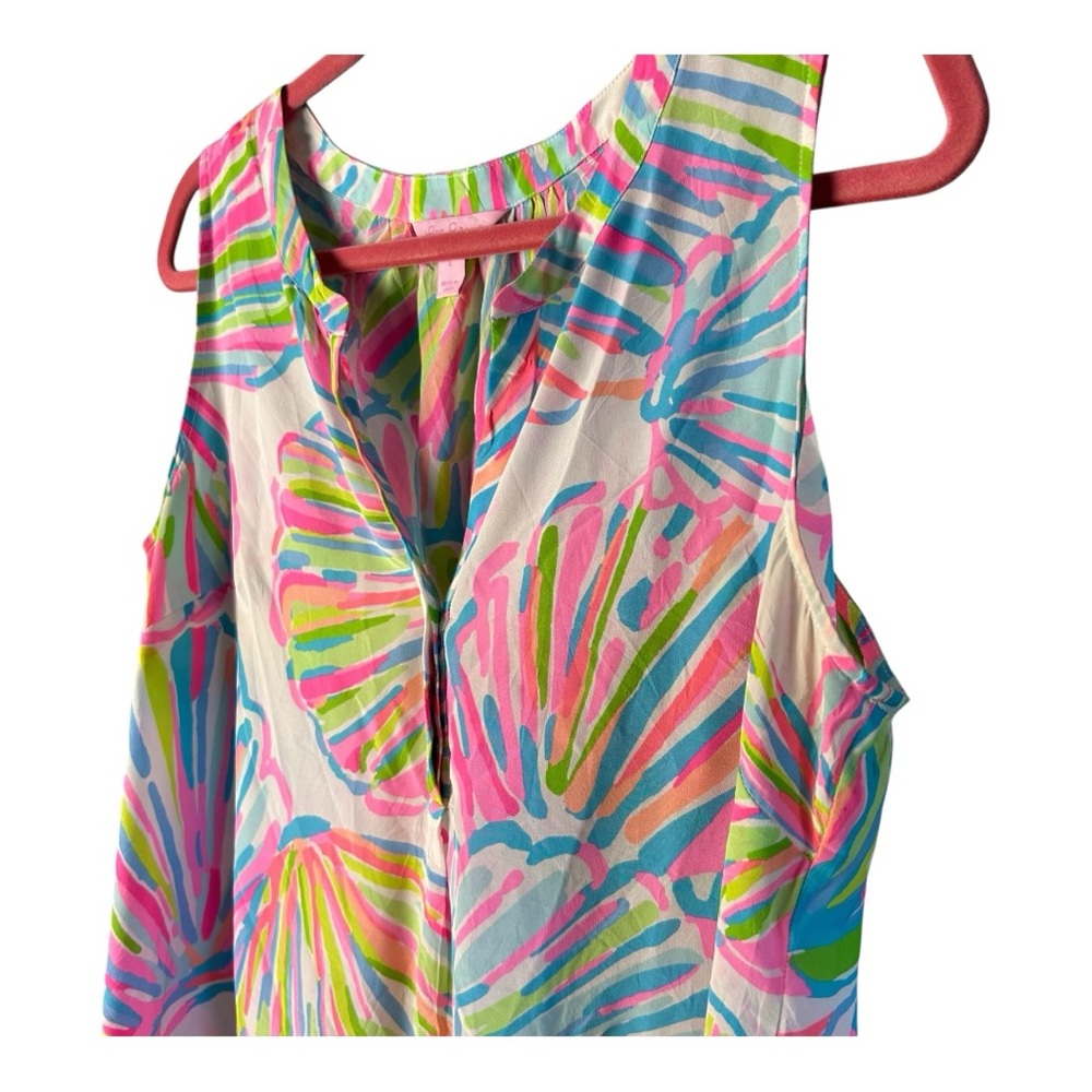 Lilly Pulitzer Silk Multi Colored Sleeveless Blouse - Picture 2 of 6